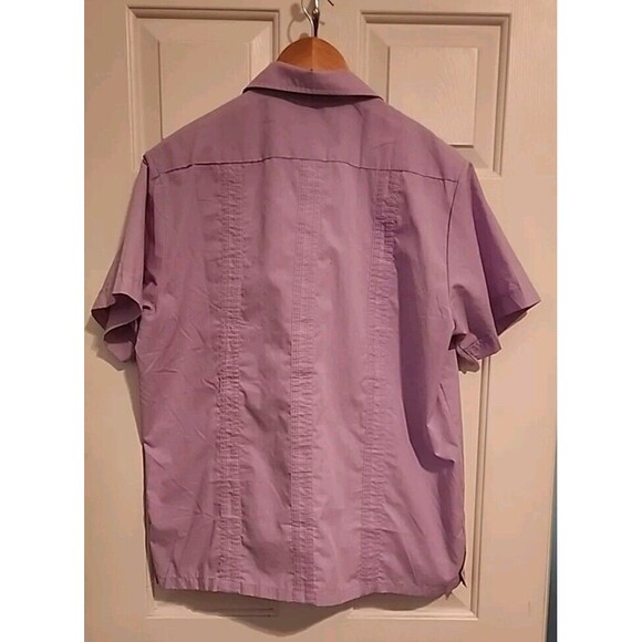 Haband Mens Button Up Shirt Lavender Purple Embroidered  Large - Picture 4 of 9